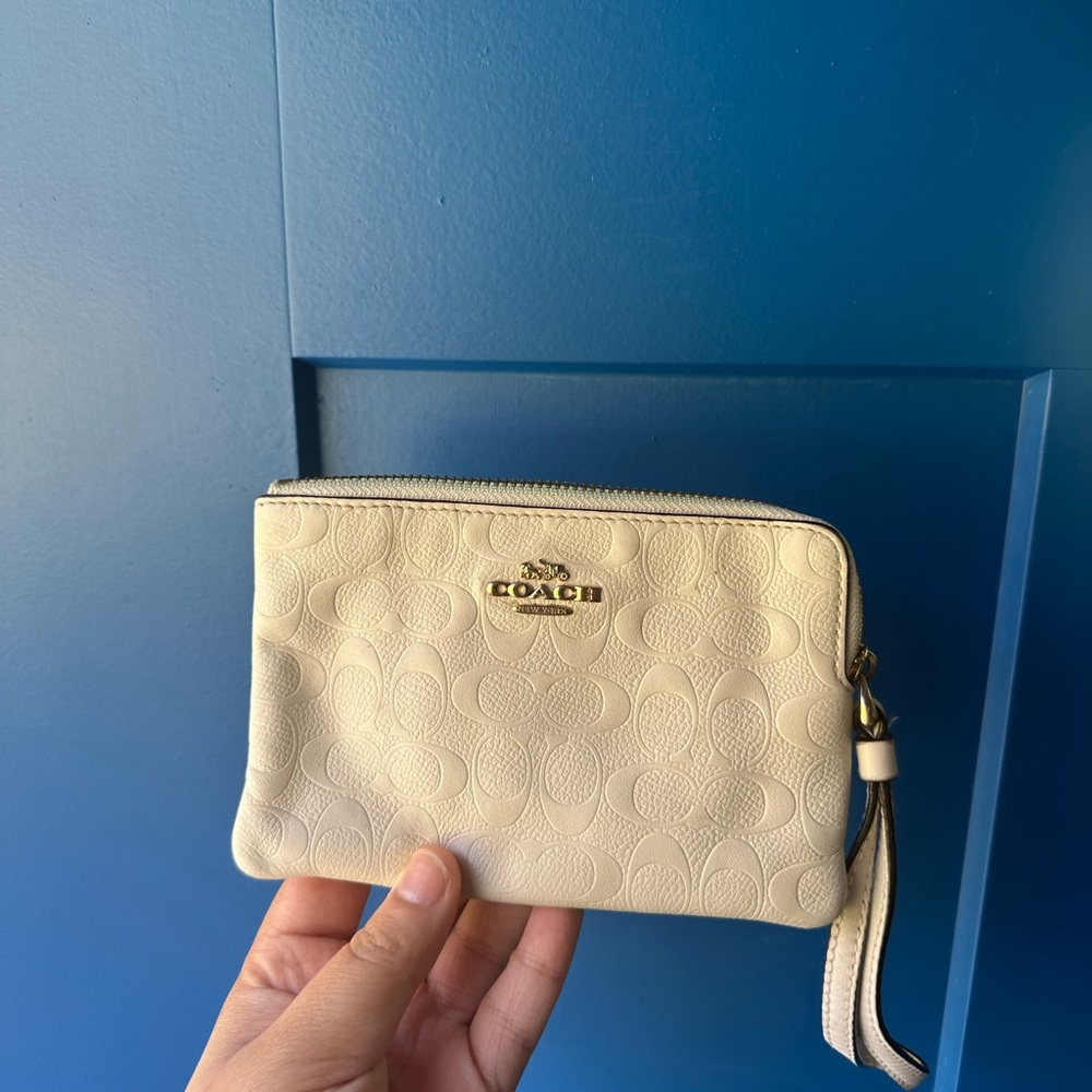 Cream Coach Wristlet
